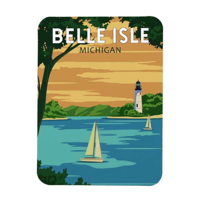 Belle Isle Park Michigan Travel Vintage Art Magnet (Vertical)