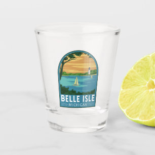 Belle Isle Park Michigan Travel Vintage Art Shot Glass