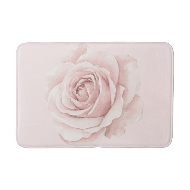 Belle Rose Beautiful Pink Flower Bath Mat (Front)