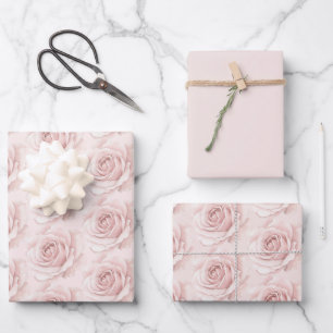 Belle Rose Beautiful Pink Flowers Wedding Wrapping Paper Sheet