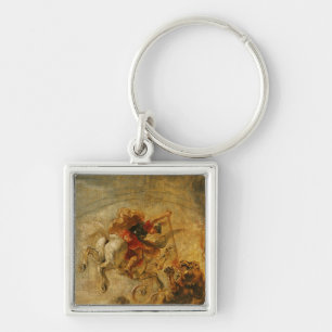 Bellerophon Riding Pegasus Fighting the Chimaera Key Ring