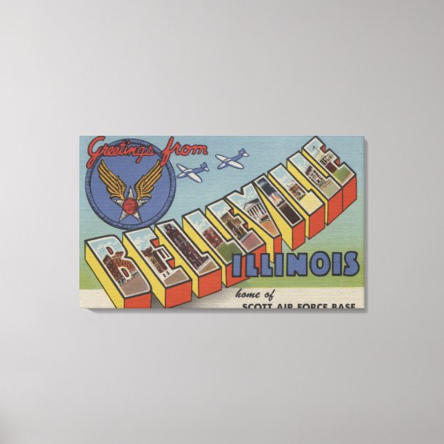 Belleville, Illinois - Large Letter Scenes Canvas Print (Front)