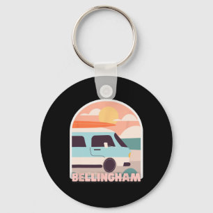 Bellingham Beach Retro Pastel Colours Sun And Surf Key Ring