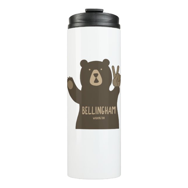 Bellingham Washington Peace Bear Thermal Tumbler (Front)
