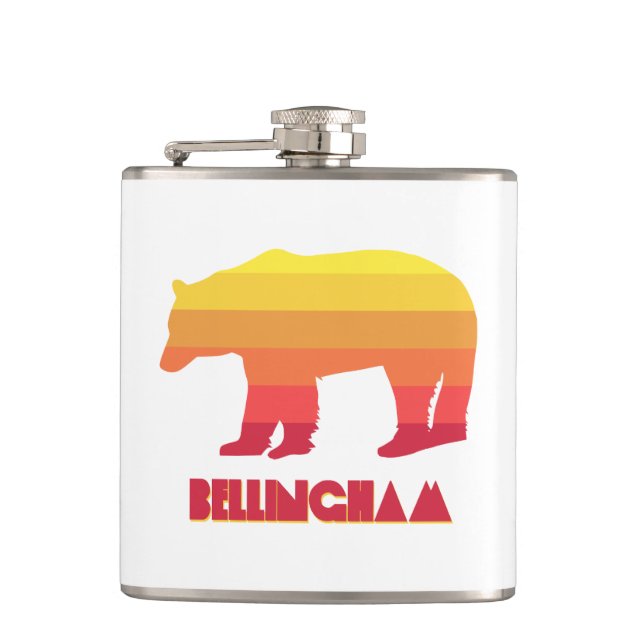 Bellingham Washington Rainbow Bear Hip Flask (Front)