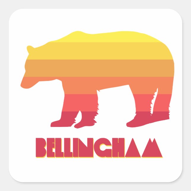 Bellingham Washington Rainbow Bear Square Sticker (Front)