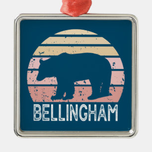 Bellingham Washington Retro Bear Metal Tree Decoration