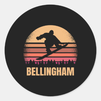 Bellingham Washington Snowboarding Snow Boarder Re Classic Round Sticker