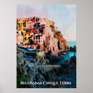 ** Bellissima Italian Language Cinque Terre Art Poster