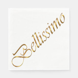 Bellissimo. Golden gradient text. Napkin