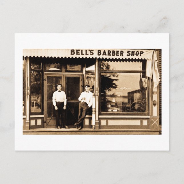 Bell's Barber Shop Vintage Americana Postcard (Front)
