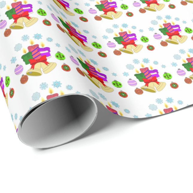 Bells, Baubles and Candles Wrapping Paper (Roll Corner)