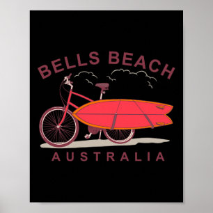 Bells Beach Australia Surfboard Bike Surfer  Poster