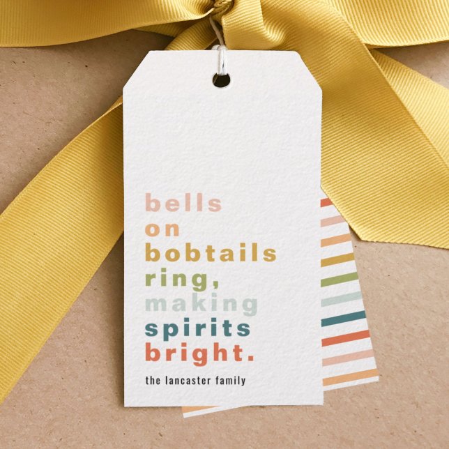 Bells on Bobtails Custom Gift Tags (Bells on Bobtails Christmas carol holiday gift tag.)
