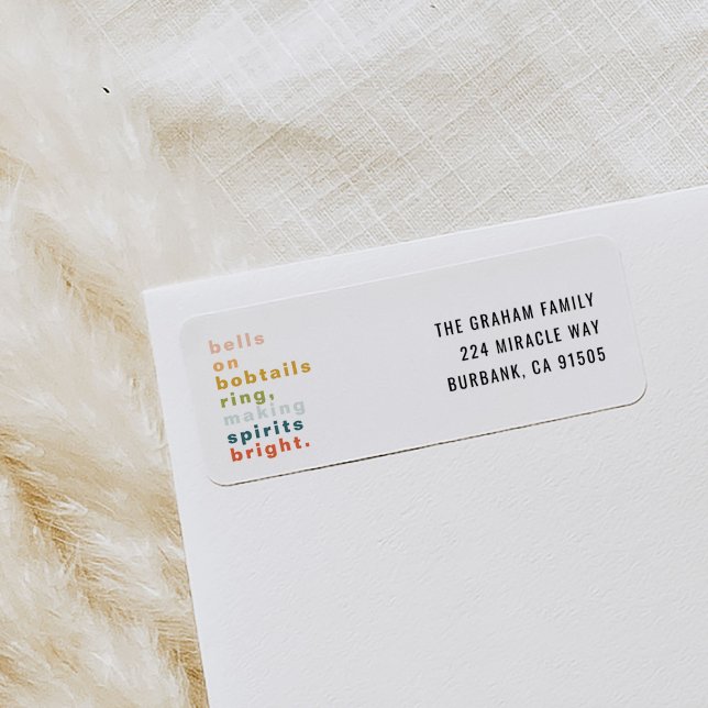 Bells on Bobtails Return Address (Bells on Bobtails festive Christmas carol return address labels.)