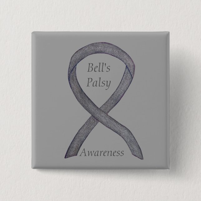 Bell's Palsy Awareness Ribbon Custom Pin (Front)