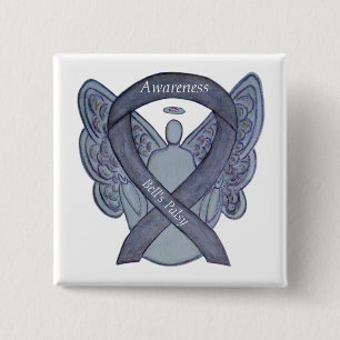 Bell's Palsy Silver Awareness Ribbon Angel Art Pin