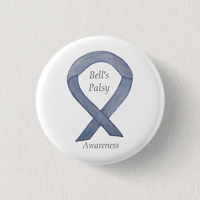 Bell's Palsy Silver Awareness Ribbon Art Pin (Front)