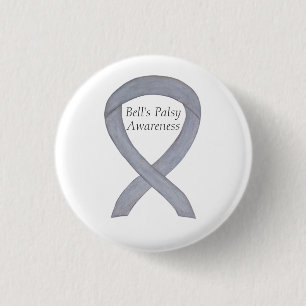 Bell's Palsy Silver Awareness Ribbon Custom Pin