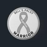 Bell's Palsy Warrior Ribbon White Button<br><div class="desc">Bell's Palsy Warrior Ribbon White Button for awareness and support for people with bell's palsy.</div>