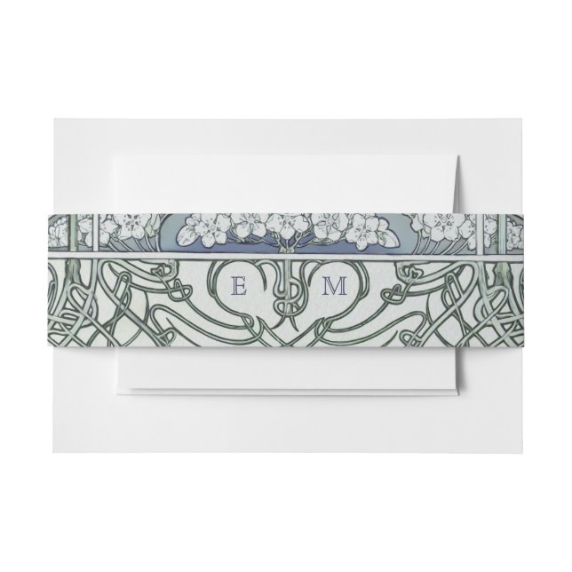 Belly Band Art Nouveau Mucha Monogram Initials Invitation Belly Band (Front Example)
