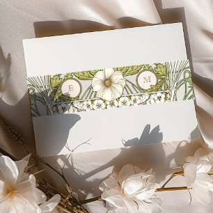 Belly Band Art Nouveau Mucha Monogram Initials Invitation Belly Band