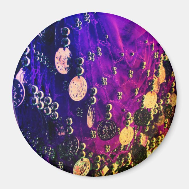 Belly dance hip scarf with coins magnet (Front)