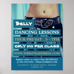 Belly Dancer, Dance Lesson Advertising Poster