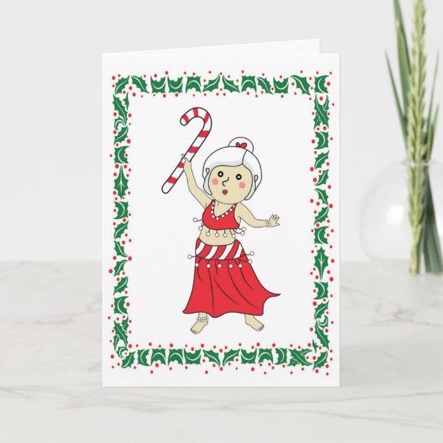 Belly Dancing Mrs. Claus Holiday Card (Front)
