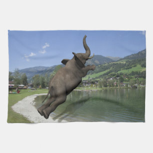 Belly Flop Elephant Tea Towel