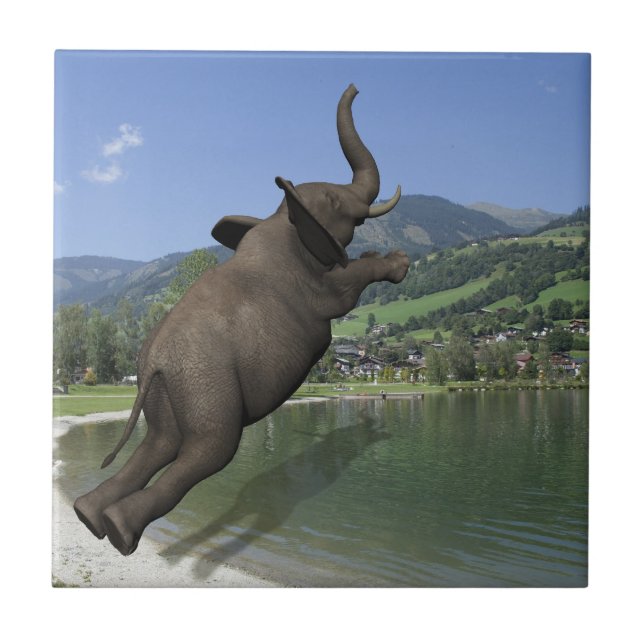 Belly Flop Elephant Tile (Front)