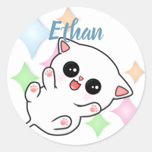 Belly Rub Time Kitten Classic Round Sticker