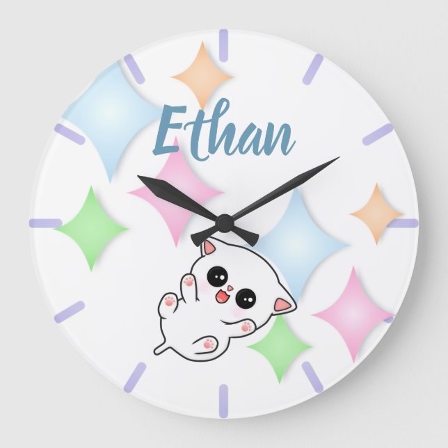 Belly Rub Time Kitten Large Clock (Front)
