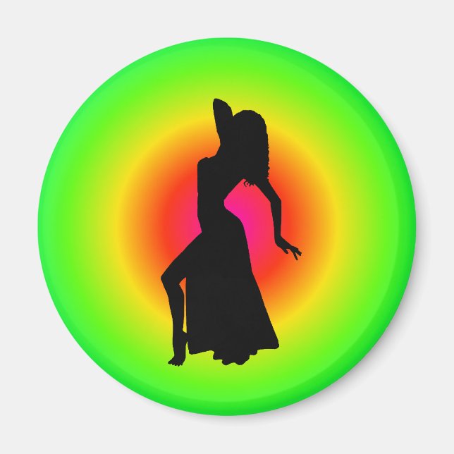 Bellydance Diva Pose Starburst Bagnet Magnet (Front)