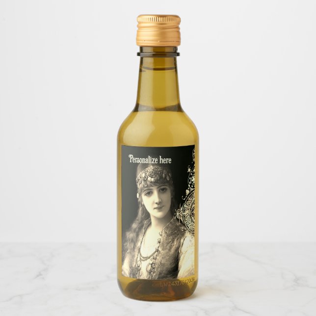 Bellydancer hafla boho gypsy wedding  wine label (Front)
