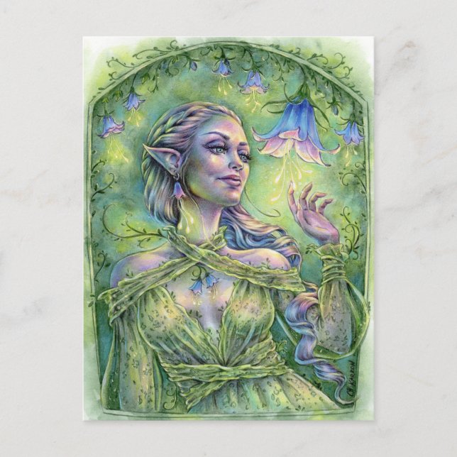 Bellz Postcard Fae Elf Green Forest Flower Fantasy (Front)