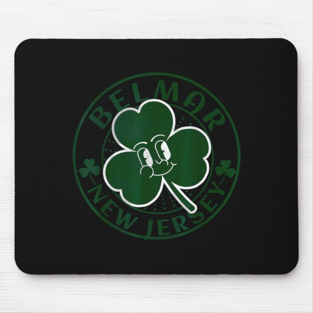 Belmar New Jersey Irish Shamrock Nj Retro Souvenir Mouse Pad (Front)
