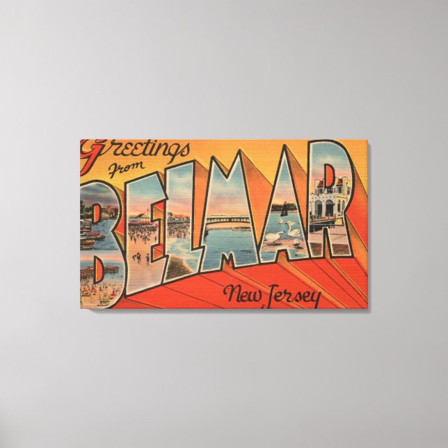 Belmar, New Jersey - Large Letter Scenes Canvas Print (Front)