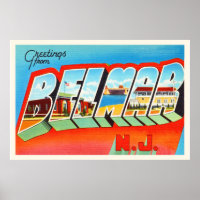 Belmar New Jersey NJ Old Vintage Travel Postcard-