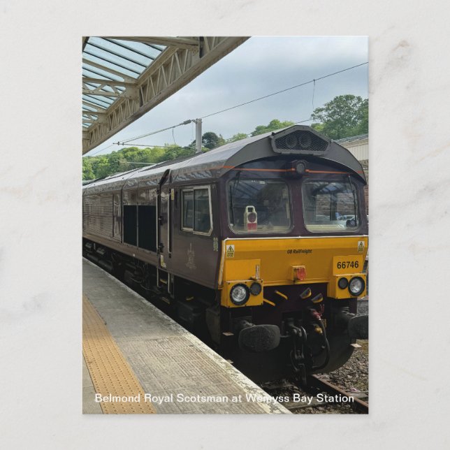 Belmond Royal Scotsman at Wemyss Bay Station on a Holiday Postcard (Front)