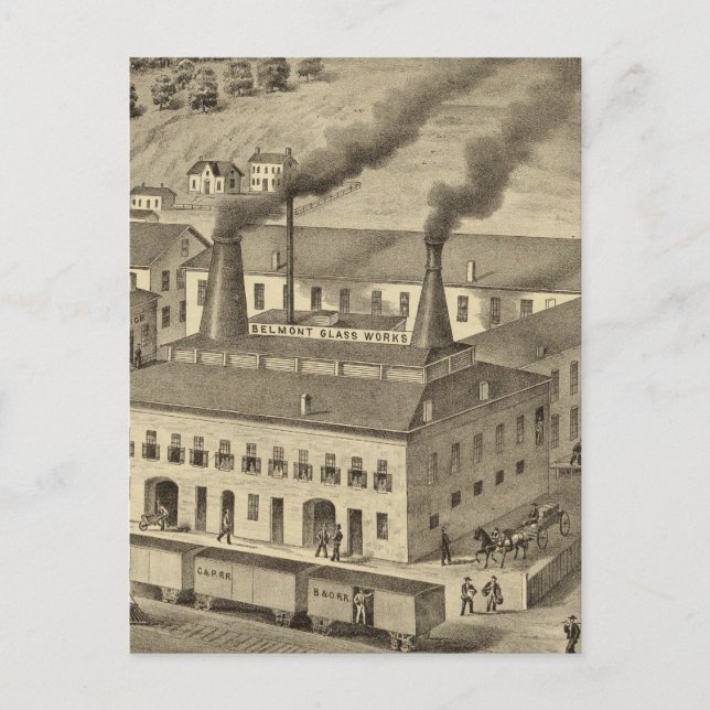Belmont Glass Works, Bellaire, Ohio Postcard (Front)