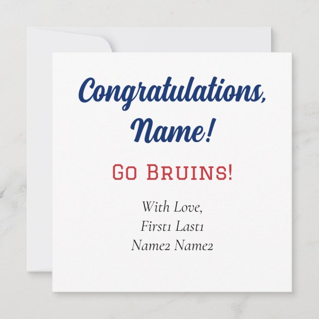 Belmont University Personalised Gift Tag Card (Front)