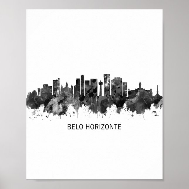 Belo Horizonte Brazil Skyline BW Poster (Front)