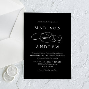 Beloved Black and White Calligraphy Wedding Acrylic Invitations