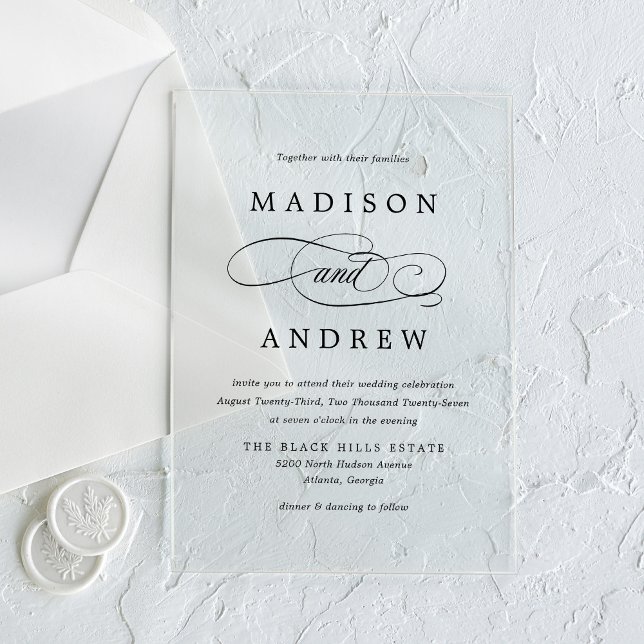 Beloved Black Calligraphy Wedding Acrylic Invitations (Creator Uploaded)