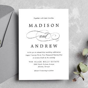 Beloved Black Calligraphy Wedding Invitation