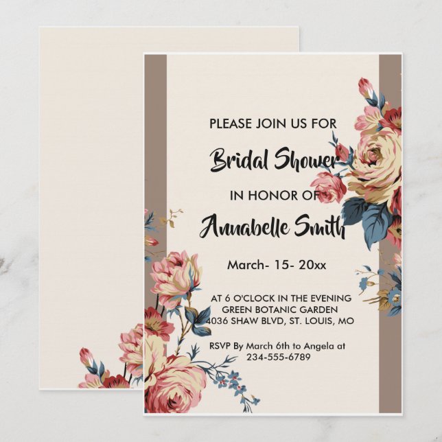 beloved  Bridal Shower Invitation (Front/Back)
