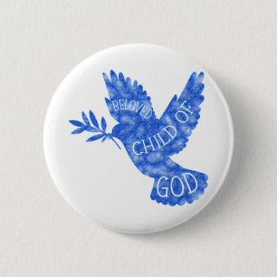 Beloved Child of God Dove- Great Baptism Gift! 6 Cm Round Badge