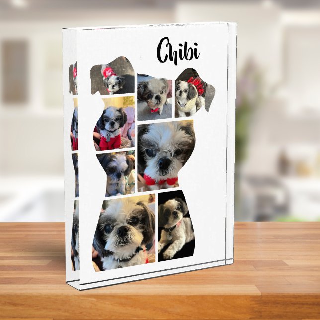 Beloved, Family Dog Keepsake Photo Collage Block (Beloved, Family Dog Photo Collage Acrylic Block)