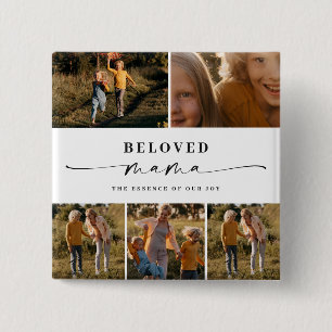Beloved Mama Mum Happy Mother's Day Photo Collage 15 Cm Square Badge
